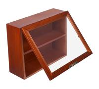 Kichvoe Display Cabinet Solid Wood Display Rack Acrylic Door with Small Wood Vintage Style Organizer for Home Decoration and Storage , for Collectible Toys and Figures
