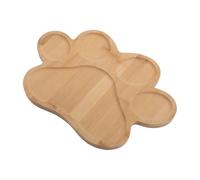 Kichvoe Divided Paw Shaped Wooden Serving Tray, Beige Natural Texture Look, for Serving Appetizers and Dry Fruits at Housewarming or Holiday Parties, Cute and Playful Design
