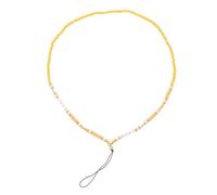 Kichvoe DIY Crystal Beaded Mobile Phone Pendant with Alphabet Pottery Design Acrylic Material Replaceable and Fine Workmanship Stylish Yellow Phone Chain for Bag