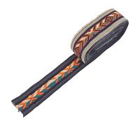 Kichvoe DIY Webbing Ribbon Craft Ribbon Polyester Silk Easy to Cut Comfortable Hand Feel Ethnic Geometric Pattern for DIY Bag and Clothing Decoration