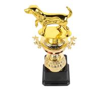 Kichvoe Dog Sports Day Trophy Award for First Prize, Golden Plastic | Standing Dog Topper, Black Base Display, Agility Contests and Pet-themed Celebrations