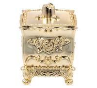 Kichvoe Embossed Container and Cotton Pad Storage Box Makeup Sponge Case Dustproof Organizer for Bathroom and Vanity, Gold