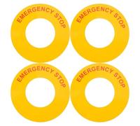 Kichvoe Emergency Stop Sign Stickers 4Pcs Yellow Machinery Emergency Stop Labels Peel and Stick Decals for Industrial Machines Electrical Devices Factory Buttons Home Safety Use