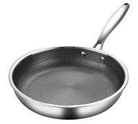 Kichvoe Everyday Pan Honeycomb Wok Non-Stick Cookware Stainless Steel Heat Retention Sturdy Design Silver Colour Simple Style Kitchen Use