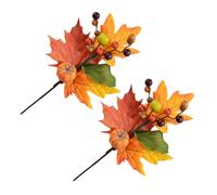 Kichvoe Fall Pumpkin and Maple Leaf Decoration for Indoor and Outdoor Use 2pcs with Silk Flowers No Maintenance Artificial Autumn Branches for Halloween, Thanksgiving, and Autumn Party