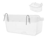 Kichvoe Feeding Dish for Cage with Hooks, Abs Material, White Parrot Feeder Preventing Food Scattering, Observation Bowl Suitable for Chickens and Canaries the Cage