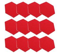 Kichvoe Felt Pin Board Hexagon Tiles 12Pcs Red Self Adhesive Decorative Memo Board for Home Office Study Wall