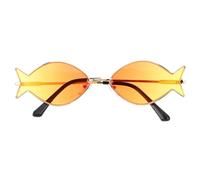 Kichvoe Fish Shaped Sunglasses for Summer Luau Party and Beach Events | Lightweight PC and Metal Build, UV Protection, Orange Novelty Style, for Island Themed Events