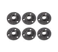 Kichvoe Floor Flange Fittings Black Malleable Cast Iron 1/2 Inch 12pcs for Wall Mounted Secure Support Antique Style Sturdy Pipe Fittings in Plumbing and Hangers
