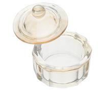 Kichvoe Glass Nail Brush Cup Dappen Dish for Nail Art Process with Lid Beige Unique Shape for Easy Cleaning for Enthusiasts