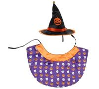 Kichvoe Halloween Themed Pet Costume Set with Pumpkin Pattern Satin Cape and Adjustable Hat, Breathable and Cozy to Wear for Cats and Dogs at Special Occasions