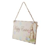 Kichvoe Hanging Sign Rectangular with Rabbit Design Wooden Happy Easter Easy Hanging Twine Included Easter Decoration for Party and House Spring Décor
