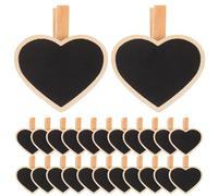 Kichvoe Heart-Shaped Chalkboard Clip Photo Clips with Wooden Message Boards 24 Pieces for Classroom and Home Organization