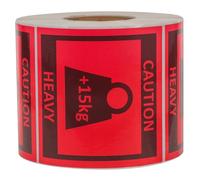 Kichvoe Heavy Package Warning Stickers 80x80mm Red Team Lift Labels for Moving Boxes, 500 Adhesive Caution Heavy Stickers Roll for Shipping and Industrial Use