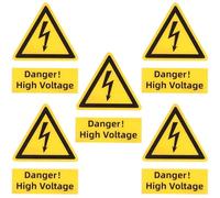 Kichvoe High Voltage Warning Stickers Multi-purpose Adhesive Decals 5pcs Electrical Safety Labels Tear-resistant PC Material for Construction and Power Use