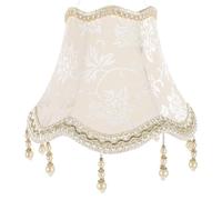 Kichvoe Jacquard Fabric Lampshade Bead Pendant, Beige 25cm Diameter, Replacement Light Cover for Table and Floor Lamps, Decorative Soft Light Shade for Home and Hotel Use