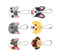 Kichvoe Key Cap Set Soft PVC Protective Covers 6 Pcs with Animal Patterns for Easy Identification and Daily Key Protection