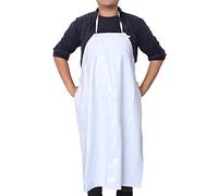Kichvoe Kitchen Apron Waterproof Rubber Vinyl Apron Heavy Duty Dishwasher Butcher For Cleaning Fish, Gardening, Lab Work- White Grilling