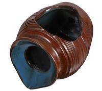 Kichvoe Mini Ceramic Flowing Water Jar Brown Fish Tank Fountain with Aeration and Filtration for Indoor and Outdoor Garden Water Feature,