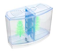 Kichvoe Mini Fish Breeding Tank Acrylic Fish Tank Creative Design Rectangular Blue Small Aquarium for Porch and Living Room Home Decor Easy to Store Suitable for Goldfish and Flower