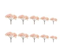 Kichvoe Miniature Cherry Blossom Trees with Pink Abs and Sponge Material 10pcs Artificial Mini Trees Exquisitely Crafted for Sand Table Landscape Decoration for Spring Atmosphere