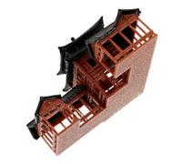 Kichvoe Miniature Pavilion Miniature Garden Figurine Ancient Architecture Model Brown Plastic Micro Landscape Ornament for Fish Tank Living Room Office