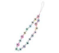 Kichvoe Mobile Phone Strap Beaded Phone Lanyard Evil Eye Charm Bracelet Chain Keychain Round Polymer Clay Beads Suitable for Women Outdoors