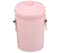 Kichvoe Multifunctional Iron Desk Trash Can with Lid, Large Capacity Pink Waste Basket for Home and Student Dormitory, Stylish Minimalist Table Waste Bin and Garbage Container