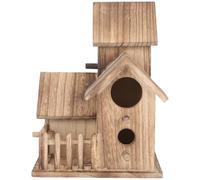 Kichvoe Outdoor Wooden Parakeet Nesting Cottage Hanging Bird Feeder Breeding Hideout Rustic Nest Box for Garden and Balcony Birds