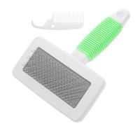 Kichvoe Pet Grooming Tool Small Green Pin Brush for Dogs and Cats with Comfortable Rubber Handle, Steel Plate Dematting Comb for Poodle and Long Hair, Dog Shedding and Detangling Brush