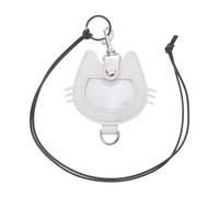 Kichvoe Pet Memorial Keychain for Cats - White Leather Pet Hair Storage Holder with Keepsake Bag Pendant - Commemorative Memorial Keyring for Remembering