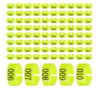 Kichvoe Pigeon Foot Ring for Poultry Farm Identification 100pcs Yellow Pp Numbered 001-100 Poultry Leg Bands with Secure Fit and Easy to Use Design for Quails and Chicks