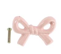 Kichvoe Pink Metal Bow Drawer Handle, Small Bowknot Cabinet Pull, Vintage Style Bow Dresser Handle for ’ Room Wardrobe Cupboard, Single Hole Pull in Pink