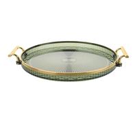 Kichvoe Plastic Tea Tray with Drainage, Small Fruit Green Circular Serving Tray for Home Tea Sets and Coffee Cups, Single-Layer Beverage and Snack Organizer for Living Room