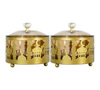 Kichvoe Ramadan Tray with Lid: 2pcs Ramadan Candy Dish Eid Mubarak Plates Serving Jar Food Storage Container Cookie Trays Trinket Box for Islam Muslim Party Supplies