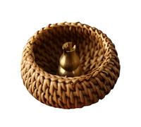 Kichvoe Rattan Handmade Incense Stick Holder with Tray Incense Burner Plate to Help Concentrate Aid Insomnia for Meditation and Desk Use