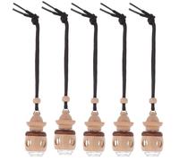 Kichvoe Refillable Perfume Bottle Pendant 5pcs with Leak-proof Lid Wood Glass Material for Creating a Romantic and Elegant Atmosphere Car Hanging Decoration