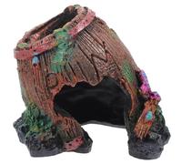 Kichvoe Resin Reptile Tank Cave with Realistic Appearance and Comfortable Environment, Brown Tortoise Hidden House Suitable for Pet Habitat and Reptile Feeding Box Accessories