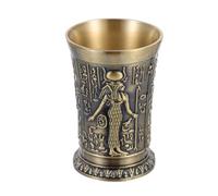 Kichvoe Retro Ancient Egyptian-Style Alloy Wine Cup Shot Glass, Embossed Metal Cocktail Drinking Cup for Party, Compact Vintage Liquor Holder Home Decoration