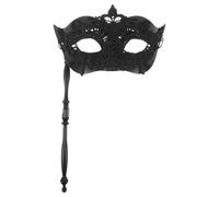 Kichvoe Semi Covered Design Half Face Elegant with Intricate Lace Patterns Black Handheld Convenience for Halloween and Costume Parties