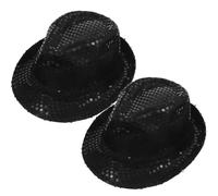 Kichvoe Sequins Masquerade and Magician Style Party Costume Accessories 2pcs Black Satin Dress up Hats for Adults Women for Party and Dress up Events