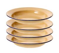 Kichvoe Set of 4 Enamel Plates 7 Inch/18 cm Unbreakable Enamelware Dinner Plates Metal Serving Platters Tray Enamel Dinnerware Set Enamel Dishes Indoor/Outdoor Use, Yellow