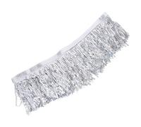 Kichvoe Silver Sequin Fringe Trim for Clothing and Latin Dance Costumes, Plastic Tassel Decoration, Can Be Cut Freely, Suitable for Curtains and Table Cloths