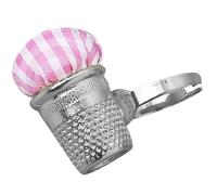 Kichvoe Silver Thimble Finger Protector with Cotton Cloth Pin Cushion for Sewing and Cross Stitch, Securely Fix Needles with Fashionable and Creative Design, Daily Use Sewing Accessory