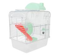 Kichvoe Small Hamster Cage 23x17x33cm Double-deck Castle Design with Green Base for Small Pets, Hamster and Guinea Pig Habitat
