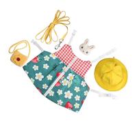 Kichvoe Small Rabbit Outdoor Traction Rope Harness Vest, Medium Size Green Floral Pattern, Anti-escape Leash Set for Pet Bunny Walking and Photography Random Color