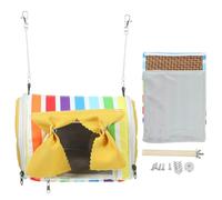 Kichvoe Small Rainbow Yellow Parrot Hanging Tent Hammock Bird Nest Warm Pet Sleeping Bed for Budgies Cockatiels Cage Accessories