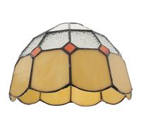Kichvoe Stained Glass Lamp Shade E27 Ceiling Pendant Light Cover Wall Sconce Light Shade Replacement in Amber, Diamond White for Victorian and Classic Lamps