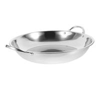 Kichvoe Stainless Steel Cooking Pan Double Handle Slip-Proof Silver Small Korean Pot for Cooking Seafood Hot Pot and Home Use