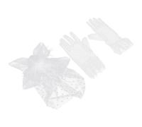 Kichvoe Stylish White Lady Gloves and Cosplay Hat Set for Women, Made of Comfortable Fabrics, Lightweight and Easy Wearing, for Wedding and Prom Events
